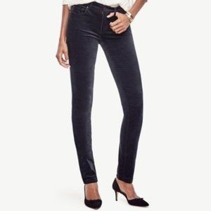 ANN TAYLOR Black Gray Velvet THE SKINNY Pants